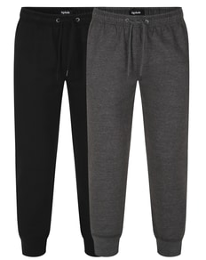 Bigdude Basic Cuffed Joggers Twin Pack Black/Charcoal